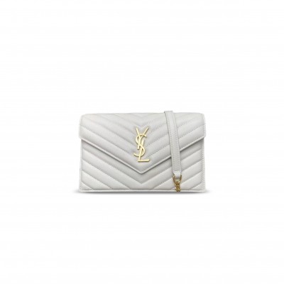 YSL CASSANDRE ENVELOPE CHAIN WALLET IN LEATHER 393953 (19*11.5*4cm)